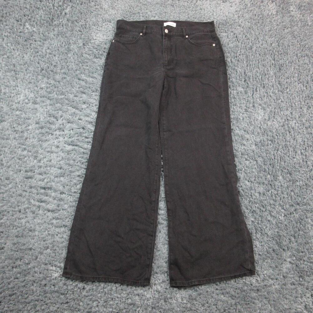 LOFT Jeans Womens 29/8 Black Denim Wide Leg High Rise Linen Blend 33x30* NWT